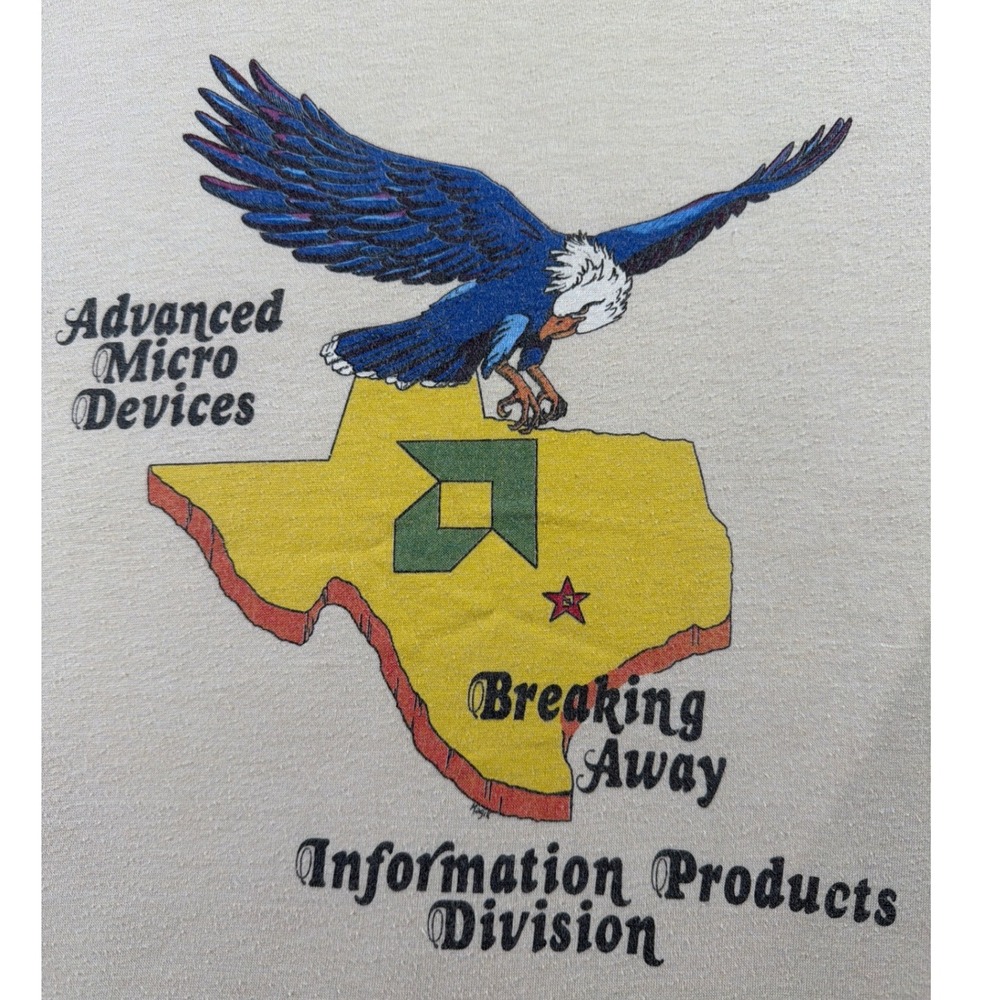 VTG 80s AMD Advanced Micro Devices Texas Eagle Information Products Shirt USA